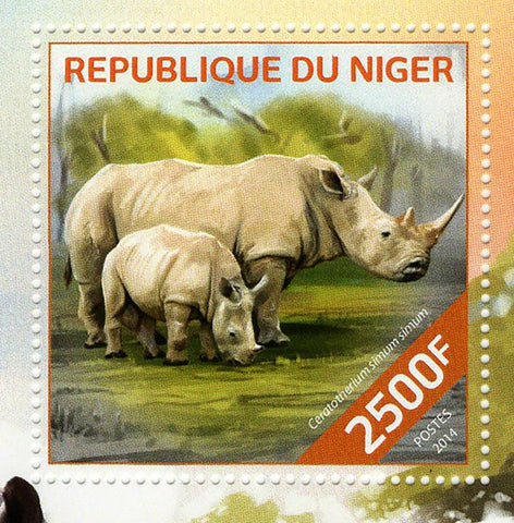Rhinoceros Stamp Diceros Bicornis Rhinoceros Sondaicus S/S MNH #2829 / Bl.307