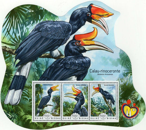Rhinoceros Hornbill Stamp Buceros Souvenir Sheet MNH #7371-7373