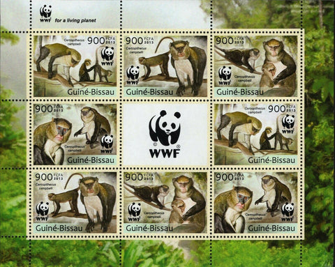 WWF Monkeys Stamp Cercopithecus Campbelli Souvenir Sheet MNH #6644-6647