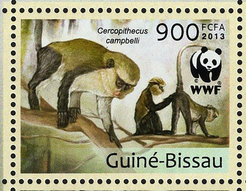 WWF Monkeys Stamp Cercopithecus Campbelli Souvenir Sheet MNH #6644-6647