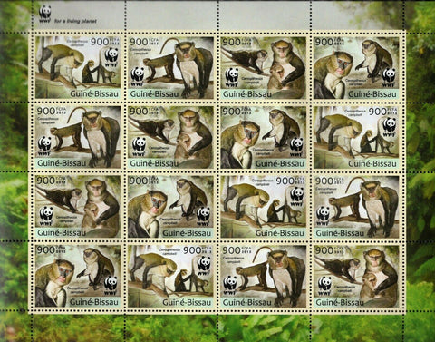 Monkeys Stamp WWF Cercopithecus Campbelli Souvenir Sheet MNH #6644-6647
