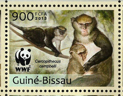 Monkeys Stamp WWF Cercopithecus Campbelli Souvenir Sheet MNH #6644-6647