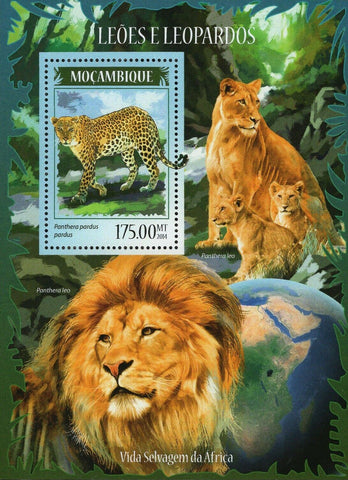Lions Leopards Stamp Panthera Pardus Panthera Leo S/S MNH #7374 / Bl.914