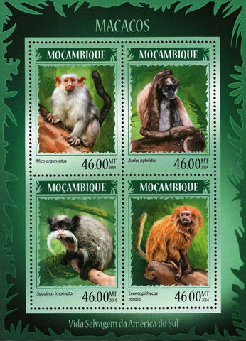 Monkeys Stamp Mico Argentatus Saguinus Imperator S/S MNH #7385-7388