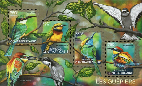 Bee-eaters Stamp Birds Merops Apiaster Variegatus Orientalis S/S MNH #5120-5123