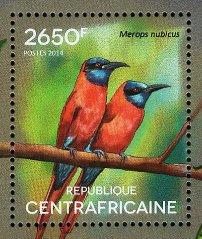 Bee-eaters Stamp Merops Apiaster Merops Nubicus S/S MNH #5124 / Bl.1237