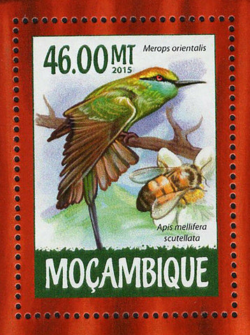 Bee-eaters Stamp Merops Orientalis Apis Mellifera Scutellata S/S MNH #7900