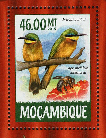 Bee-eaters Stamp Merops Pusillus Apis Mellifera S/S MNH #7901
