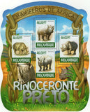 Black Rhinoceros Stamp Diceros Bicornis Souvenir Sheet MNH #7964-7967