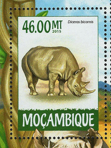 Black Rhinoceros Stamp Diceros Bicornis Souvenir Sheet MNH #7964-7967
