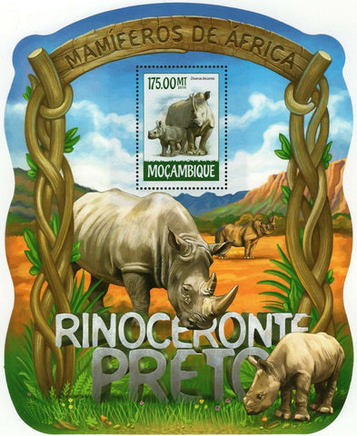 Black Rhinoceros Stamp Diceros Bicornis Souvenir Sheet MNH #7968 / Bl.1033