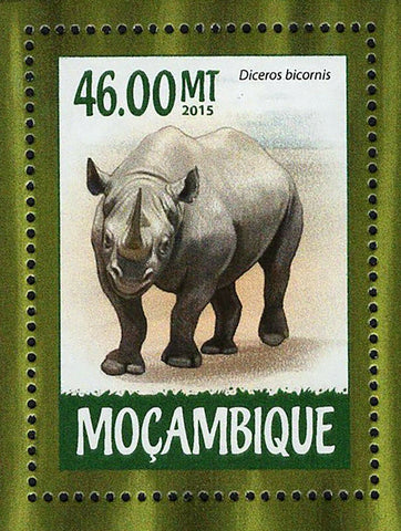 Black Rhinoceros Stamp Diceros Bicornis Souvenir Sheet MNH #7965