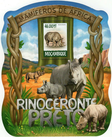 Black Rhinoceros Stamp Diceros Bicornis Souvenir Sheet MNH #7967