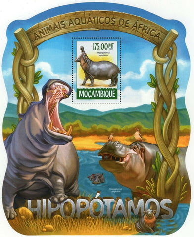 Hippopotamuses Stamp Hippopotamus Amphibius Souvenir Sheet MNH #7948 / Bl.1029