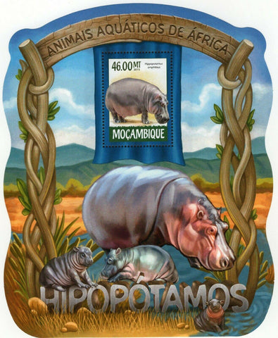 Hippopotamuses Stamp Hippopotamus Amphibius Souvenir Sheet MNH #7945