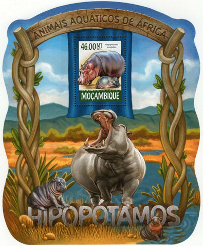 Hippopotamuses Stamp Hippopotamus Amphibius Souvenir Sheet MNH #7946