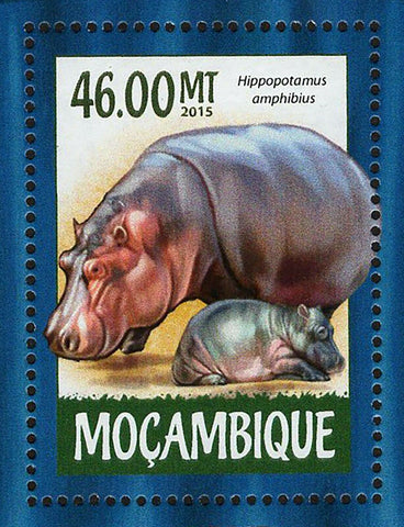 Hippopotamuses Stamp Hippopotamus Amphibius Souvenir Sheet MNH #7946