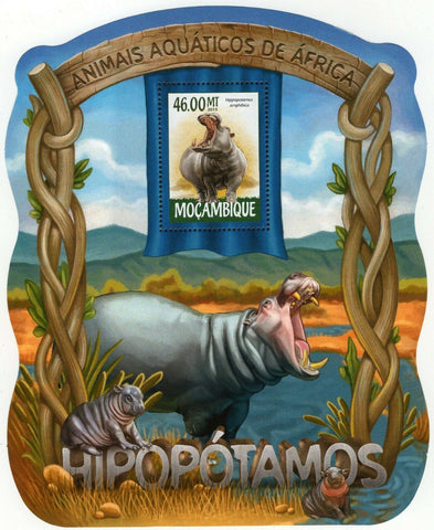 Hippopotamuses Stamp Hippopotamus Amphibius Souvenir Sheet MNH #7947