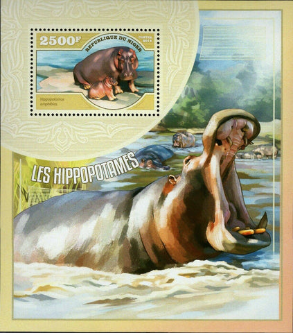 Hippopotamuses Stamp Hippopotamus Amphibius S/S MNH #3069 / Bl.357