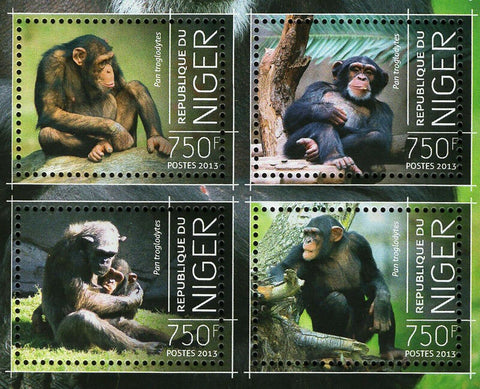 Chimpanzees Stamp Pan Troglodytes Souvenir Sheet MNH #2575-2578