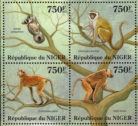 Primates Stamp Galago Senegalensis Souvenir Sheet MNH #2125-2128