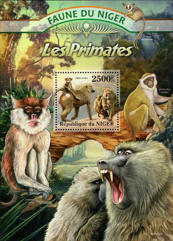 Primates Stamp Papio Anubis Erythrocebus Patas S/S MNH #2140 / Bl.168