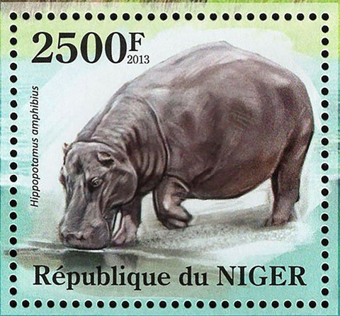 Hippopotamus Stamp Hippopotamus Amphibius S/S MNH #2133 / Bl.161