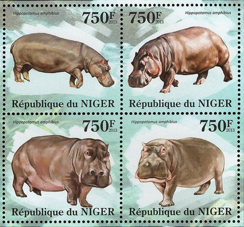 Hippopotamus Stamp Hippopotamus Amphibius S/S MNH #2097-2100