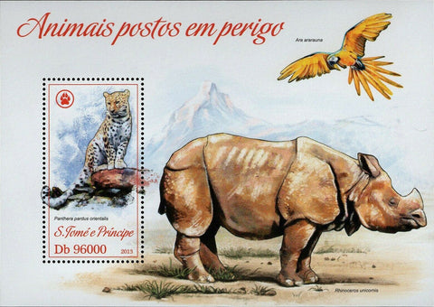 Endangered Animals Stamp Panthera Pardus Orientalis Rhinocerus S/S MNH #5290