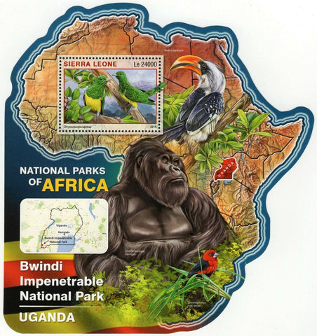 Park Bwindi Uganda Stamp Gorilla Beringei S/S MNH #7311 / Bl.993