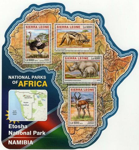 Park Etosha Namibia Stamp Ceratotherium Simum S/S MNH #7238-7241
