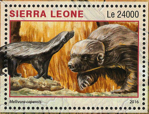 Park Mana Pools Stamp Zimbabwe Mellivora Capensis S/S MNH #7306 / Bl.988