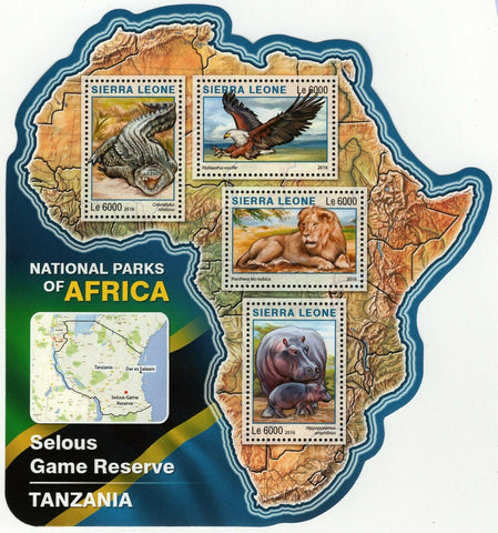 Selous Reserve Stamp Tanzania Crocodylus Niloticus S/S MNH #7278-7281