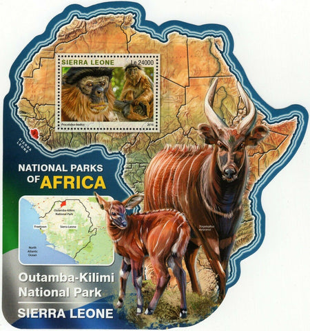 Outamba Kilimi Park Stamp Sierra Leone Procolobus Badius S/S MNH #7304 / Bl.986