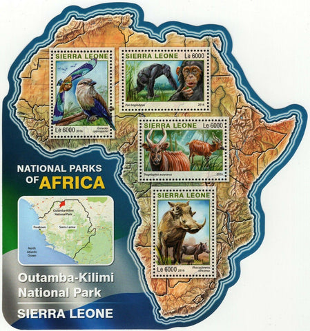 Outamba Kilimi Park Stamp Sierra Leone Coracias Cyanogaster S/S MNH #7258-7261