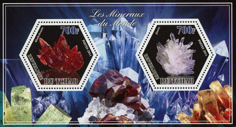 Mineral Rhodochrosite Quartz Crystal Sov. Sheet of 2 Stamps Mint NH