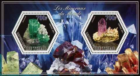 Mineral Emeraude Amethyste Crystal Sov. Sheet of 2 Stamps Mint NH