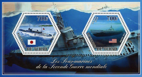 World War II Submarine USS Wahoo Souvenir Sheet of 2 Stamps Mint NH