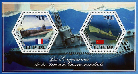 World War II Submarine Aurore Souvenir Sheet of 2 Stamps Mint NH