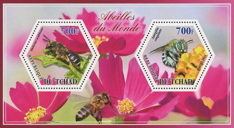 Bee Insect Alictus Amegilla Souvenir Sheet of 2 Stamps Mint NH