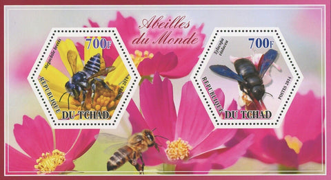 Bee Insect Megachile Xylocopa Souvenir Sheet of 2 Stamps Mint NH