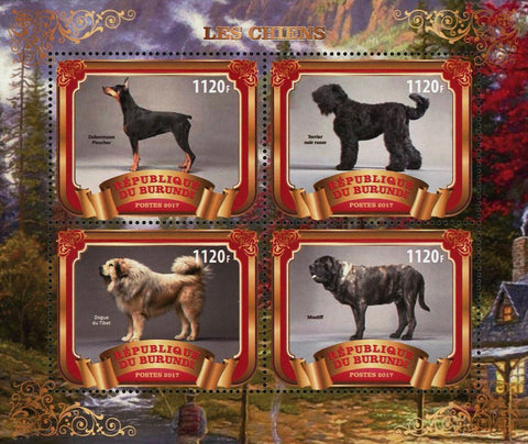 Dog Tibet Doberman Terrier Mastiff Forest Animal Souvenir Sheet of 4 Stamps MNH