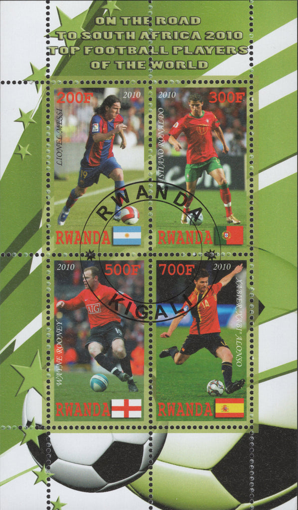 Soccer Sport Lionel Messi Cristiano Ronaldo Souvenir Sheet of 4 Stamps