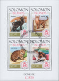 Solomon Islands Cats Domestics Animals Souvenir Sheet of 4