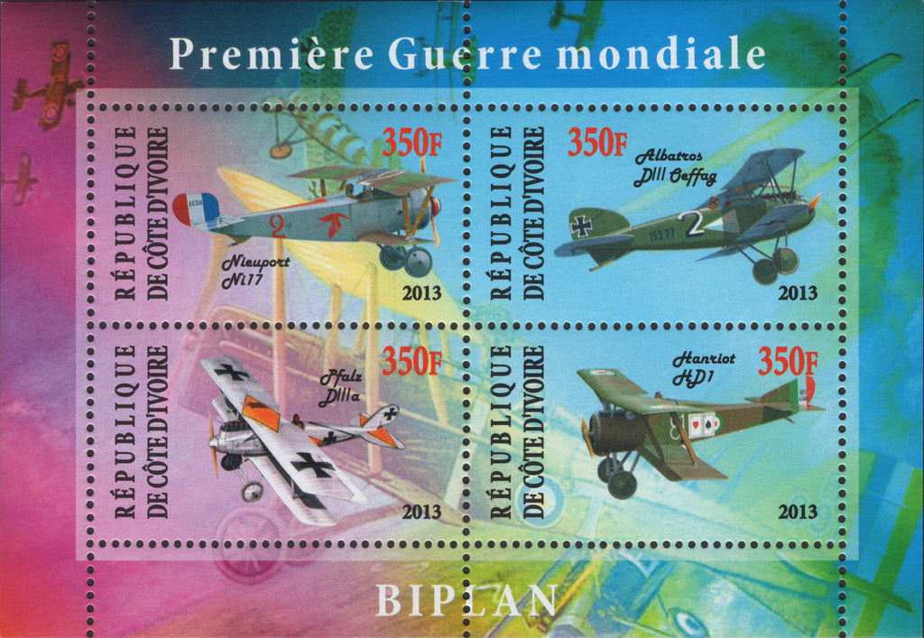 Airplanes of First World War Souvenir Sheet Mint NH