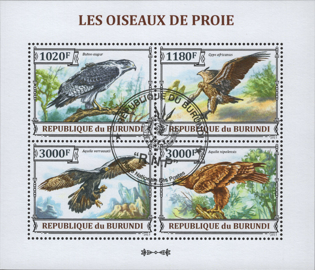 Prey birds fauna Souvenir Sheet of 4 Stamps