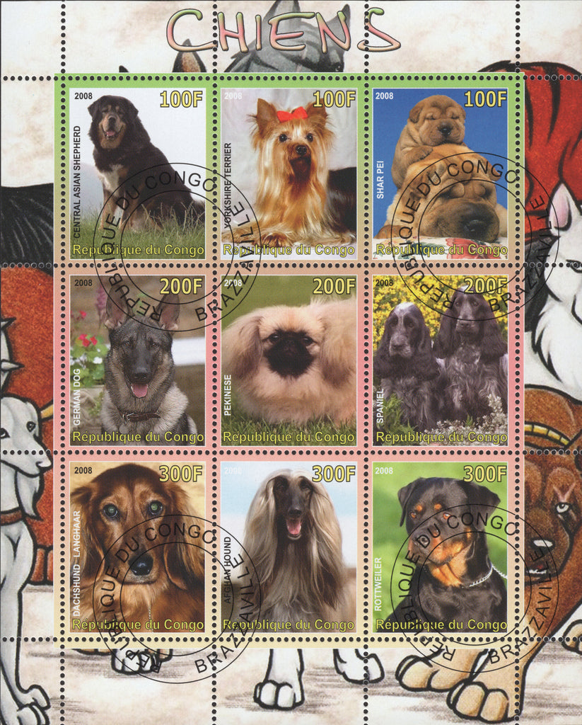 Congo Dogs Souvenir Sheet include 9 stamps