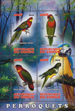 Congo Birds Parrots Souvenir Sheet of 4 stamps FRESH Mint NH