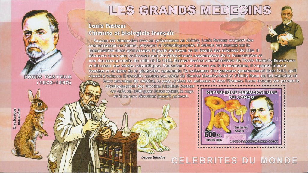 Louis Pasteur celebrities Souvenir Sheet FRESH Mint NH