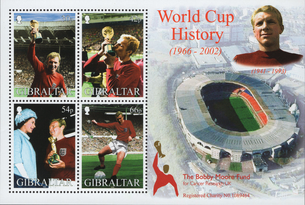 Gibraltar Sport soccer World cup 1966 Souvenir Sheet of 4 stamps Mint NH